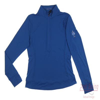 New W/ Logo Womens Greyson 1/4 Zip Pullover Large L Blue MSRP $145
