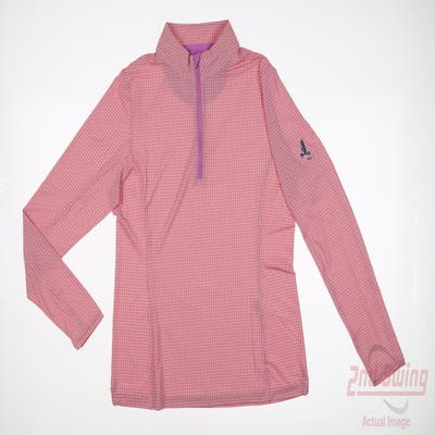New W/ Logo Womens Peter Millar 1/4 Zip Pullover Small S Pink MSRP $130