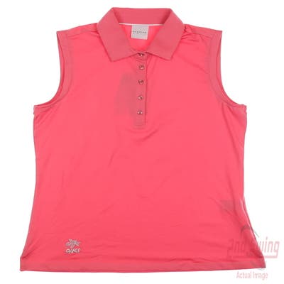 New W/ Logo Womens Dunning Sleeveless Golf Polo Small S Rosetta Pink MSRP $85