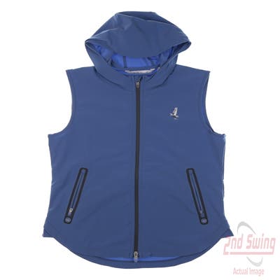 New W/ Logo Womens Peter Millar Hooded Vest Medium M Blue MSRP $213