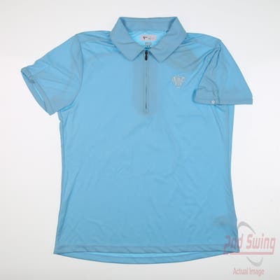 New W/ Logo Womens Greg Norman Golf Polo Medium M Blue MSRP $56