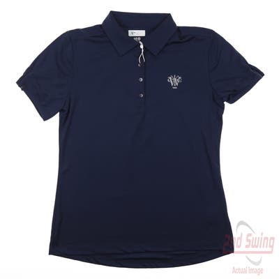 New W/ Logo Womens Greg Norman Golf Polo Small S Navy Blue MSRP $56