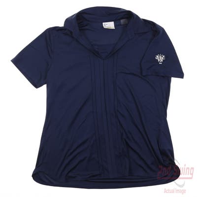 New W/ Logo Womens Greg Norman Golf Polo Large L Navy Blue MSRP $76