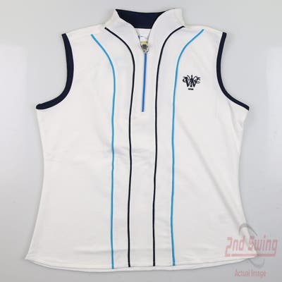 New W/ Logo Womens Greg Norman Golf Sleeveless Polo Small S White MSRP $70