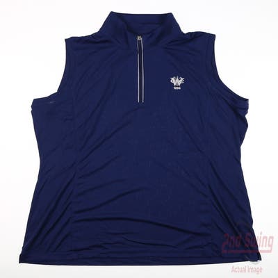 New W/ Logo Womens EP NY Golf Sleeveless Polo X-Large XL Navy Blue MSRP $80