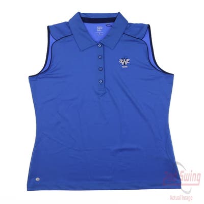 New W/ Logo Womens EP NY Golf Sleeveless Polo Medium M Blue MSRP $80