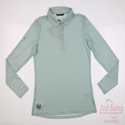 New W/ Logo Womens Level Wear Sandy Long Sleeve Polo Small S Green MSRP $70