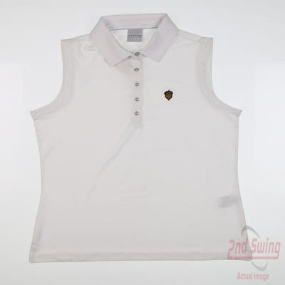 New W/ Logo Womens Dunning Sleeveless Polo Medium M White MSRP $85