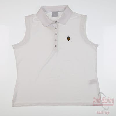 New W/ Logo Womens Dunning Sleeveless Polo X-Large XL White MSRP $85