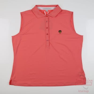 New W/ Logo Womens Fairway & Greene Sleeveless Polo Medium M Coral MSRP $99