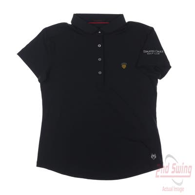 New W/ Logo Womens Greyson Polo Small S Black MSRP $98