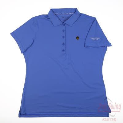 New W/ Logo Womens Peter Millar Polo Large L Blue MSRP $95