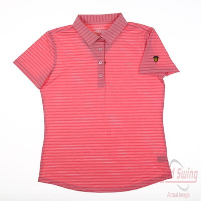 New W/ Logo Womens Straight Down Polo Medium M Pink MSRP $99