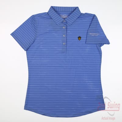 New W/ Logo Womens Straight Down Polo Medium M Blue MSRP $99