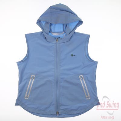 New W/ Logo Womens Peter Millar Hooded Vest Jacket Medium M Blue MSRP $170