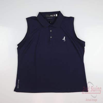 New W/ Logo Womens Ralph Lauren RLX Sleeveless Polo Large L Navy Blue MSRP $138