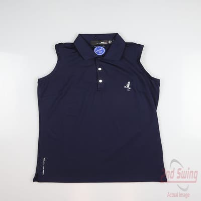 New W/ Logo Womens Ralph Lauren RLX Sleeveless Polo XS Navy Blue MSRP $138