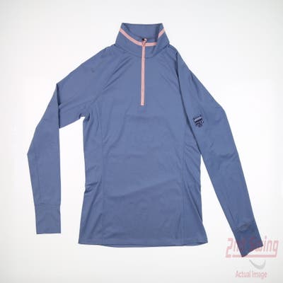 New W/ Logo Womens Ralph Lauren RLX 1/4 Zip Pullover X-Small XS Blue MSRP $175