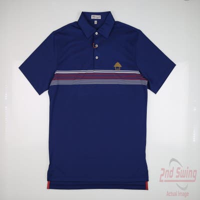 New W/ Logo Mens Peter Millar Polo Small S Navy Blue MSRP $115