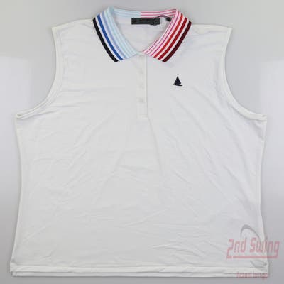 New W/ Logo Womens G-Fore Sleeveless Polo X-Large XL White MSRP $112