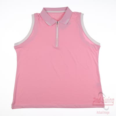 New Womens Peter Millar Sleeveless Polo X-Large XL Pink MSRP $90