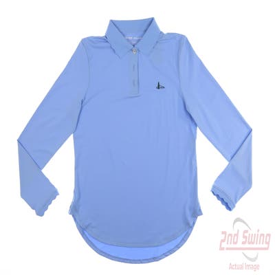 New W/ Logo Womens Peter Millar Long Sleeve Polo Small S Blue MSRP $94