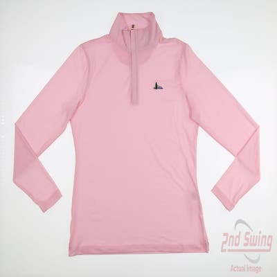 New W/ Logo Womens Peter Millar 1/4 Zip Pullover Small S Pink MSRP $134