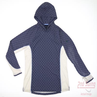 New W/ Logo Womens Peter Millar Long Sleeve Hoodie Small S Blue MSRP $99