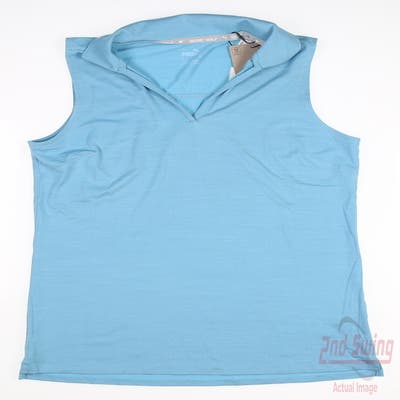 New Womens Puma Cloudspun Coast Sleeveless Polo Small S Dusty Aqua MSRP $50