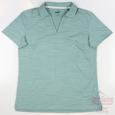 New Womens Puma Cloudspun Coast Polo Small S Adriatic Heather MSRP $55