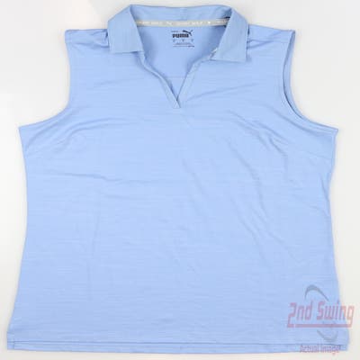 New Womens Puma Sleeveless Polo Small S Blue MSRP $50