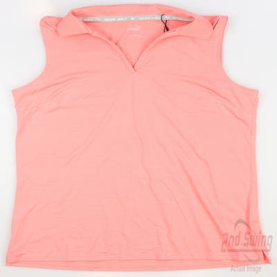 New Womens Puma Cloudspun Coast Sleeveless Polo Small S Carnation Pink Heather MSRP $50