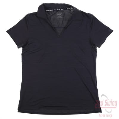 New Womens Puma Golf Polo Small S Navy Blue Heather MSRP $70