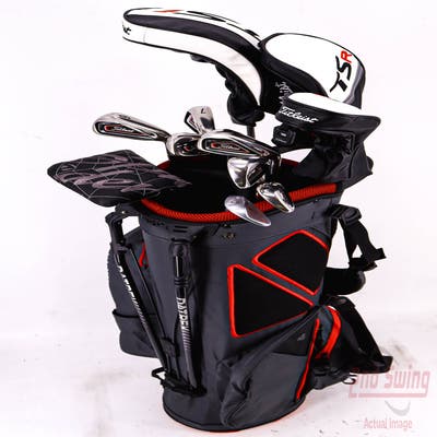 Complete Set of Men's Titleist & TaylorMade Golf Clubs + Datrek Stand Bag - Right Hand Regular Flex Steel Shafts