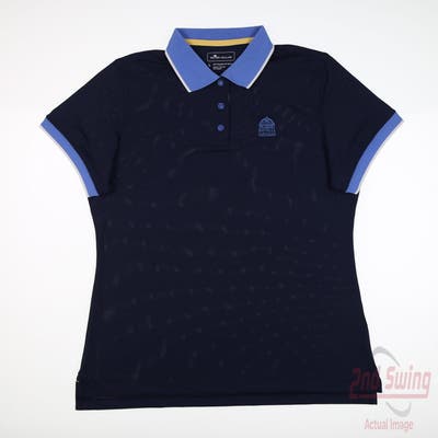 New W/ Logo Womens Peter Millar Polo Large L Navy Blue MSRP $79