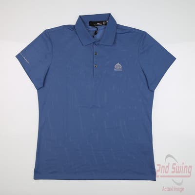 New W/ Logo Womens Ralph Lauren RLX Polo Large L Blue MSRP $100