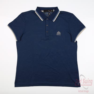 New W/ Logo Womens Ralph Lauren RLX Polo Large L Blue MSRP $100