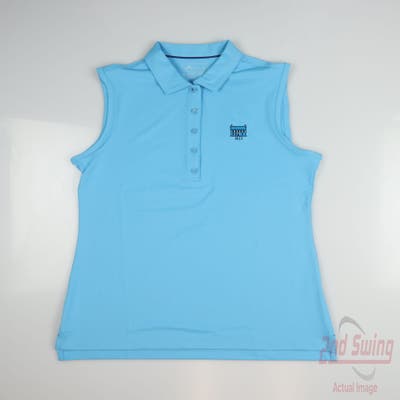 New W/ Logo Womens Peter Millar Sleeveless Polo Medium M Blue MSRP $100