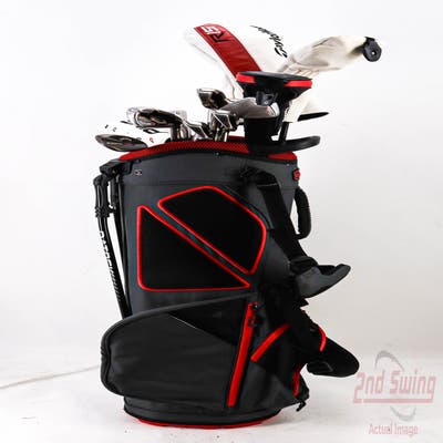 Complete Set of Men's TaylorMade Adams Wilson Callaway Odyssey Golf Clubs + Datrek Stand Bag - Right Hand Regular Flex Graphite Shafts
