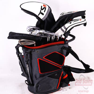 Complete Set of Men's Titleist Mizuno Odyssey Golf Clubs + Datrek Stand Bag - Right Hand Regular Flex Steel Shafts
