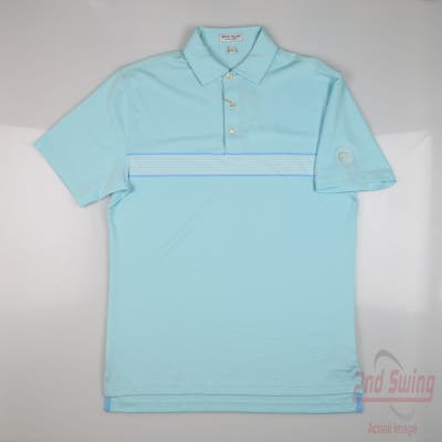 New W/ Logo Mens Peter Millar Polo Small S Blue MSRP $108