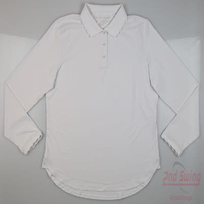 New W/ Logo Womens Peter Millar Long Sleeve Polo X-Large XL White MSRP $120