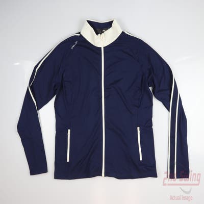 New Womens Ralph Lauren RLX Full Zip Sweatshirt Large L Navy Blue MSRP $168