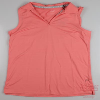 New Womens Puma Cloudspun Coast Sleeveless Polo Small S Carnation Pink Heather MSRP $50