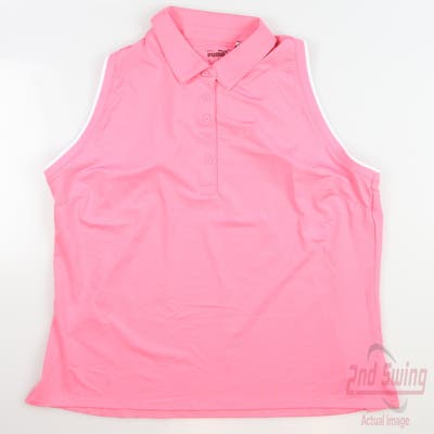 New Womens Puma MATTR Peak Sleeveless Polo Small S Pink MSRP $70