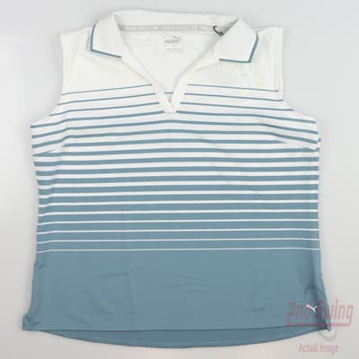 New Womens Puma MATTR Sleeveless Polo Small S Blue MSRP $70