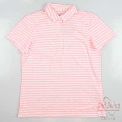 New Womens Puma MATTR Somer Stripe Polo Small S Pink MSRP $70