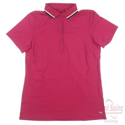 New Womens Puma Cloudspun Tipped Polo Small S Pink MSRP $70