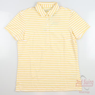 New Womens Puma MATTR Somer Stripe Polo Small S Yellow MSRP $70