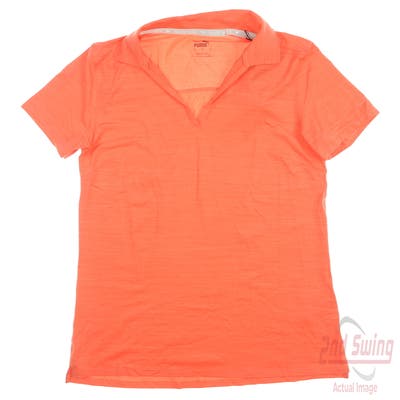 New Womens Puma Cloudspun Coast Polo Small S Orange MSRP $70